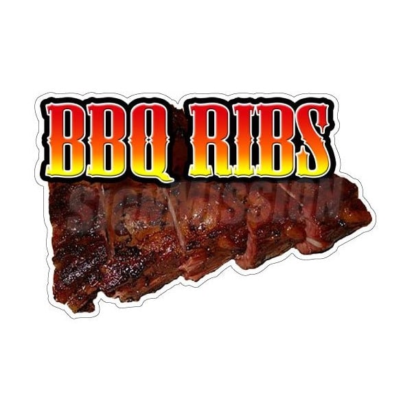 Safety Sign, 1.5 in Height, Vinyl, 48 in Length, Bbq Ribs